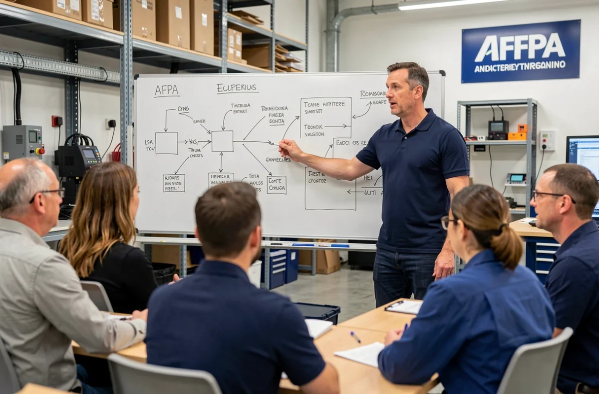 Formateur AFPA Nouvelle-Aquitaine animant un cours technique pour adultes en reconversion professionnelle