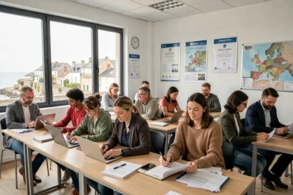 Groupe de stagiaires adultes en formation dans un centre professionnel de Charente-Maritime