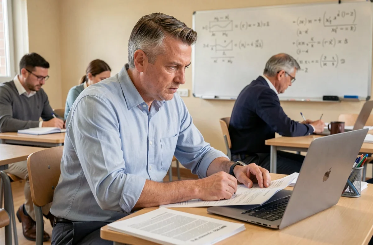 Professionnel en activité suivant un cours d'ingénierie au CNAM Normandie dans le cadre d'une formation continue pour obtenir un diplôme d'ingénieur