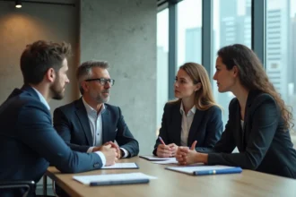 Groupe de professionnels en réunion d'affaires