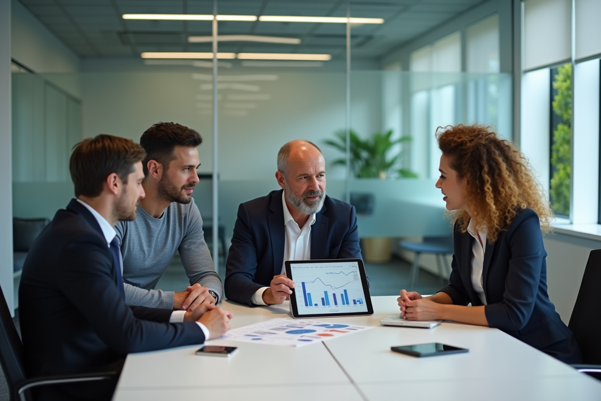 Groupe de professionnels discutant d