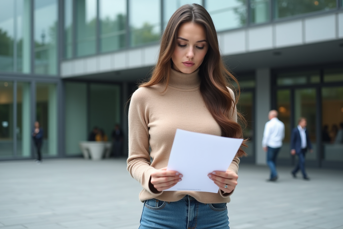 Jeune femme lisant une lettre formation en plein air