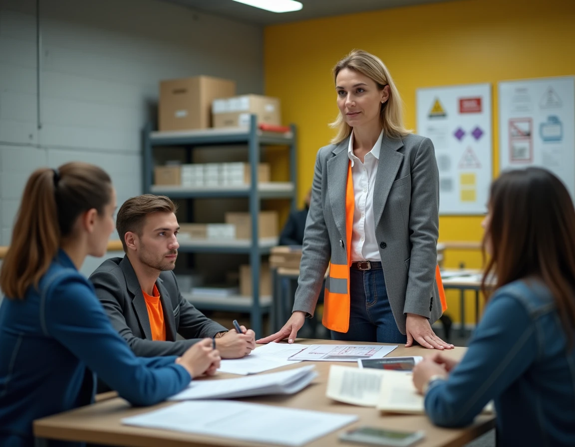 Formatrice BTP animant une session de formation professionnelle certifiante pour adultes en salle de cours