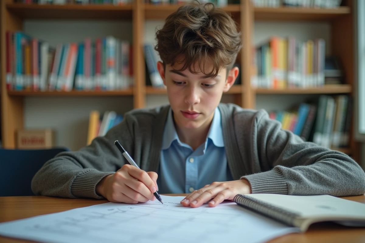 Garçon étudiant vérifiant son suivi Parcoursup en guidance scolaire