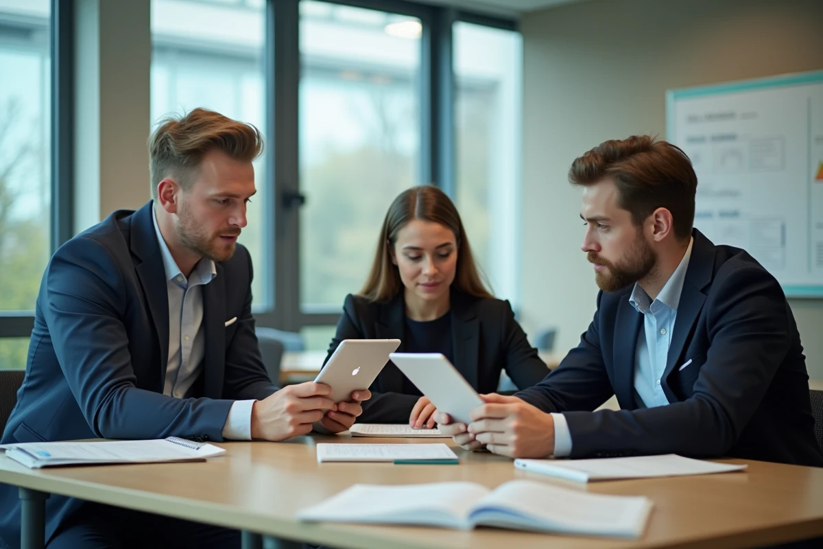 Trois étudiants collaborant autour d