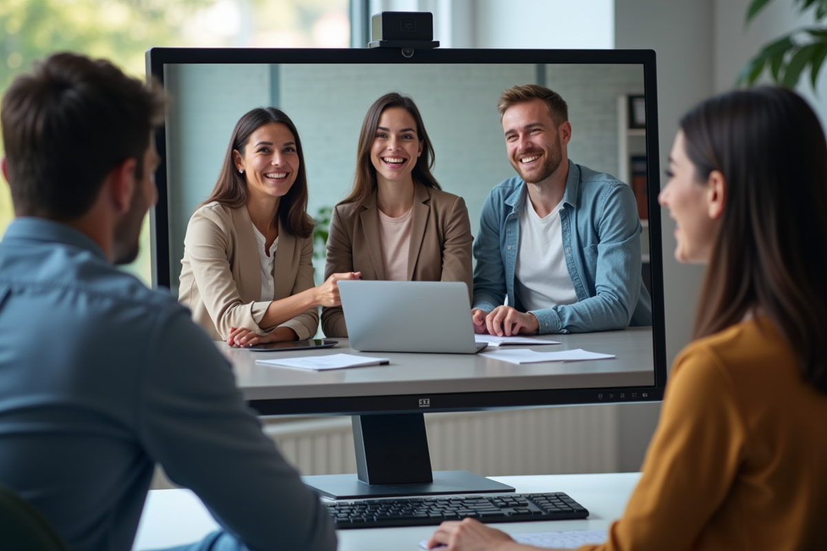 Groupe de personnes participant à une formation en ligne