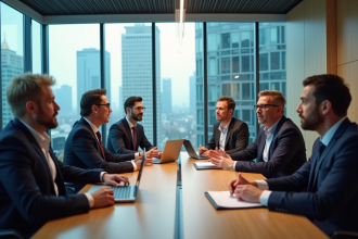 Groupe de professionnels en réunion d'affaires