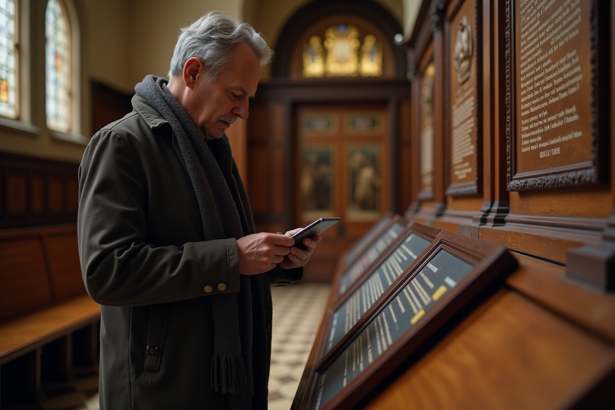 Homme lisant une panneau d