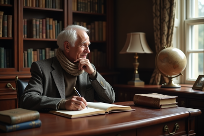 Homme senior en tweed dans un bureau classique