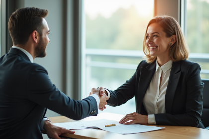 Jeune professionnel souriant lors d'un entretien d'embauche