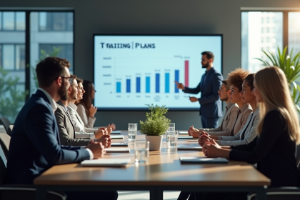 Groupe de professionnels en réunion formation en entreprise